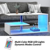 White Modern LED Side Table & Bookshelf - Versatile End Table with Lighting SHI7CTAV-WHT