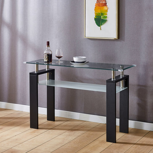 Two Tier Rectangular Glass Coffee Table - A10