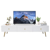 Ivory High Gloss TV Stand with Gold Accents, Elegant Media Console for Entertainment TV-1818