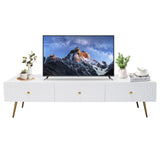 Ivory High Gloss TV Stand with Gold Accents, Elegant Media Console for Entertainment TV-1818