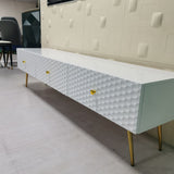 Ivory High Gloss TV Stand with Gold Accents, Elegant Media Console for Entertainment TV-1818