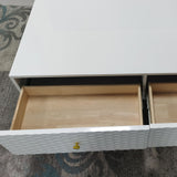 Ivory High Gloss TV Stand with Gold Accents, Elegant Media Console for Entertainment TV-1818