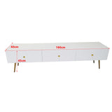 Ivory High Gloss TV Stand with Gold Accents, Elegant Media Console for Entertainment TV-1818