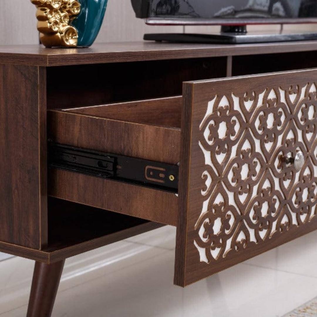 Rustic Modern TV Stand in Caramel color, model TV-1021