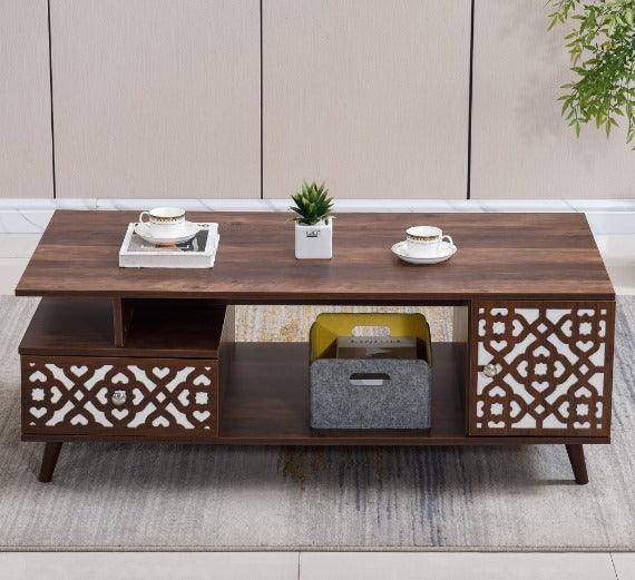 Rustic Caramel Coffee Table CT-101 in a cozy interior setting3