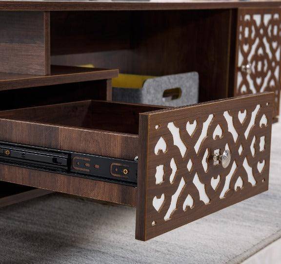 Rustic Caramel Coffee Table CT-101 in a cozy interior setting4