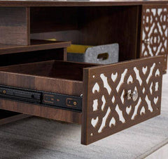 Rustic Caramel Coffee Table CT-101 in a cozy interior setting4