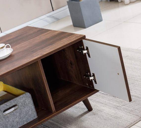 Rustic Caramel Coffee Table CT-101 in a cozy interior setting1