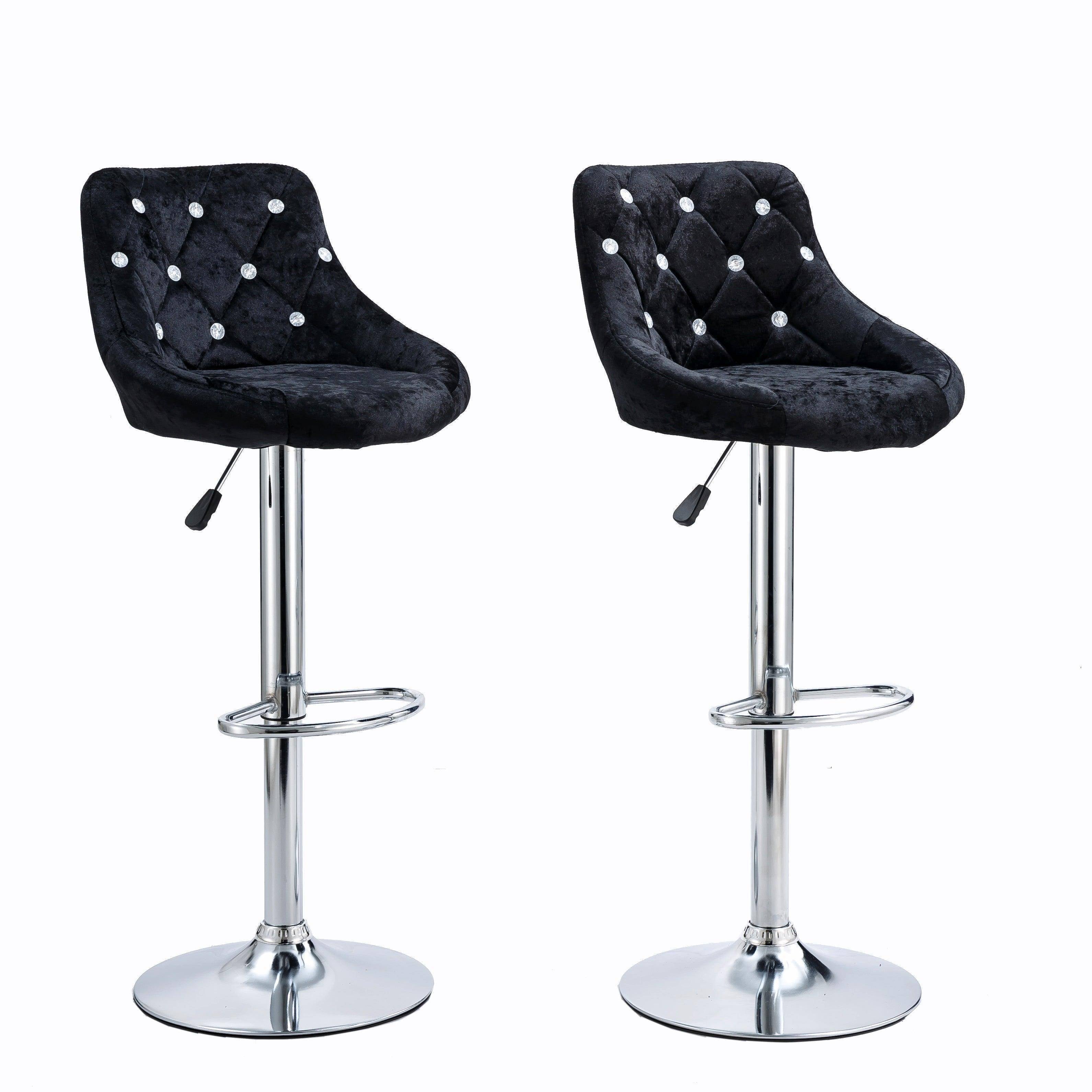 High Back Velvet Bar Stool with Chrome Base in 2-in-1 box B074