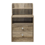 White Bedside Table with Drawers (Set of 2) featuring a rustic design and two spacious drawers.