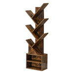 Freestanding Tree Bookshelf with Cabinet designed for modern homes featuring a unique branch-like structure.