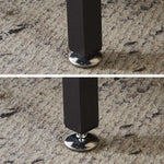Close-up of the adjustable feet of the 3-Compartment Laundry Sorter on a carpeted surface.