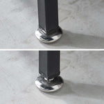 Fabric 8-Drawer Storage chest leg details showing adjustable feet in chrome finish for stability and style.
