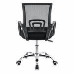 Rear view of black BX002 ergonomic mesh office chair with chrome five-star base