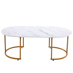 Coffee Table Sofa Side Table CT-CH07 with marble pattern top and gold metal legs