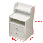 White Bedside Table with Drawers showcasing two drawers and a shelf, ideal for modern bedroom decor.