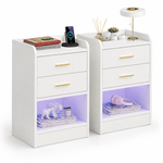 Modern LED Pedestal with Open Shelf - Set of 2 showcasing stylish design and built-in USB LED lights.