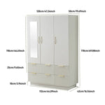 Bedroom Wardrobe 3 Door Light Beige with LED Mirror and dimensions including height and width details.