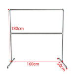 Double pole clothing rail drying rack dimensions: 180cm height, 160cm width, 50cm depth.