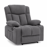 Corduroy Recliner Chair with Cup Holders featuring a 165° recline and soft, structured design.