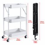 SF-KJ6706 rolling storage cart with three deep baskets and fold-flat design