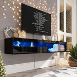 floating entertainment center with two door storage cabinet
