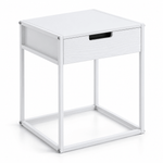 white and black bedside table colour options with steel frame