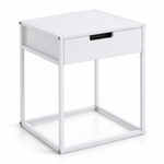 white and black bedside table colour options with steel frame
