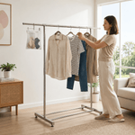 Double Rail Retractable Clothes Rack in use for efficient drying and storage in modern living space.