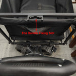 Compact storage mechanism on bottom of collapsible outdoor cart with brakes