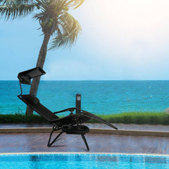 Sun Lounger Recliner Chair With Canopy Sunshade (Set Of 2) BSC-005