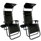 Sun Lounger Recliner Chair With Canopy Sunshade (Set Of 2) BSC-005