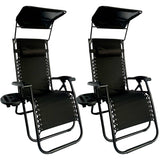 Sun Lounger Recliner Chair With Canopy Sunshade (Set Of 2) BSC-005