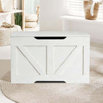 Rustic Wooden Storage bench in white, perfect for organizing entryway, bedroom, or living room decor.