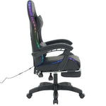 Ergonomic RGB LED Gaming Chair with colorful lighting in side view, designed for comfort and style.