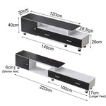 Dimensions of extendable TV stand from 140cm to 220cm with 30cm depth