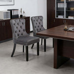Dining Chairs Set of 2 tufted velvet button-back chairs with nailhead trim in modern office setting.