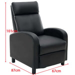 Manual Recliner Chair with dimensions of 101cm height, 87cm width, and 67cm depth for ultimate comfort.