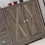 Farmhouse Sideboard Storage cabinet featuring rustic wood texture and distinct X-shaped design.