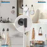 Matte Black Bathroom Towel Rack Set showcased in bathroom, bedroom, laundry, and cloakroom settings.
