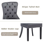 Dining Chairs Set of 2 tufted velvet button-back with rubber wooden legs and modern luxury design