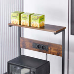 3-Tier Bakers Rack with snacks and built-in power outlets
