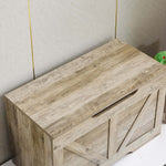 Rustic Wooden Storage bench with a textured wood finish on a light background, perfect for organizing space.