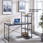 Modern Teak Computer Desk with Top Shelf & Storage – product image 15