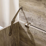 Close-up of the hardware mechanism in the Rustic Storage Trunk Shoe Bench for easy access.