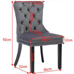 Dining Chairs Set of 2 Tufted Velvet Button-Back Nailhead Dark with dimensions and stylish design.