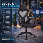 Adjustable reclining computer chair with armrests and durable wheel base