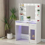 LED Vanity Desk with Charging Station and illuminated mirror for an organized beauty setup.