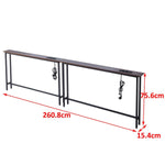 Narrow Sofa Table with Charging Station displaying dimensions of 260.8cm length, 15.4cm depth, and 75.6cm height.