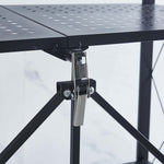 Close-up of Mobile Kitchen Shelf hardware showcasing foldable design and sturdy support for versatile storage solutions.